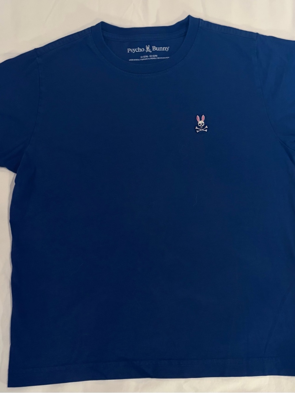 Psycho Bunny Boys Size 10-12 M Blue Embroidered Logo Crewneck T-Shirt EUC